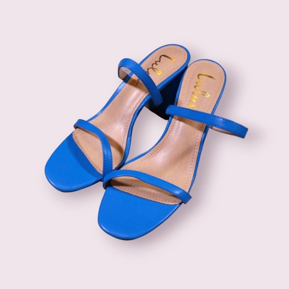 Lulus Ariellie Blue High Heel Sandals Block Heel Womens Size 8 Sold Out - Picture 7 of 7